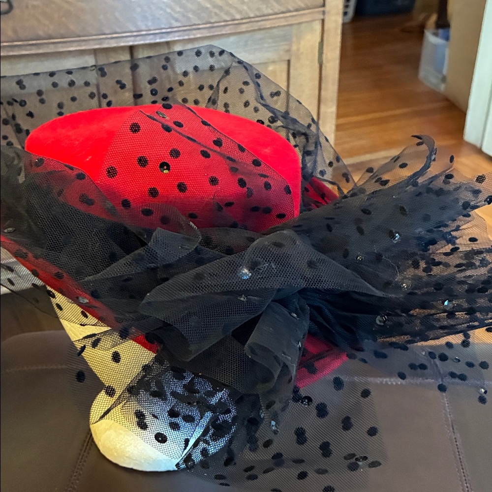 Chic Red and Black Polka Dot Women's Hat - Picture 3 of 5